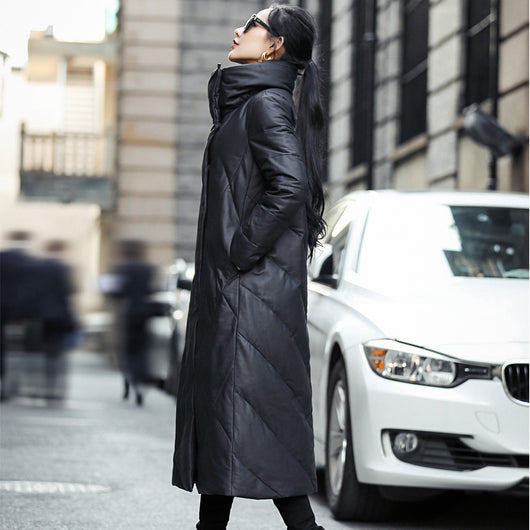 Abrigo de Cuero Estilo Coreano Talla Grande con Cuello Alzado para Invierno - Image 3