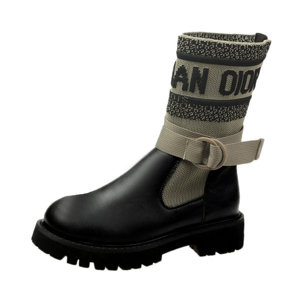 Botas Plataforma Stretch con Paneles Tejidos Transpirables
