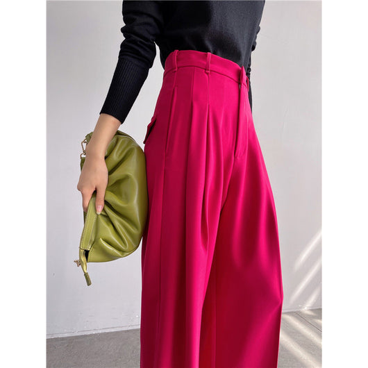 Pantalones de Pierna Ancha Cintura Alta Drapeado Suelto - Image 5