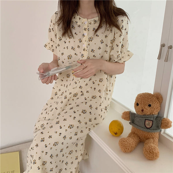 Vestido Camisón Floral Estilo Japonés y Coreano para Mujer