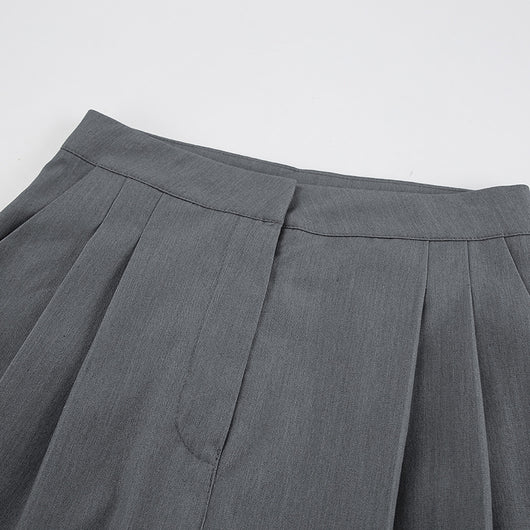 Conjunto de Pantalón Ancho y Blusa Gris de Manga Larga Cintura Alta Efecto Reductor - Image 24