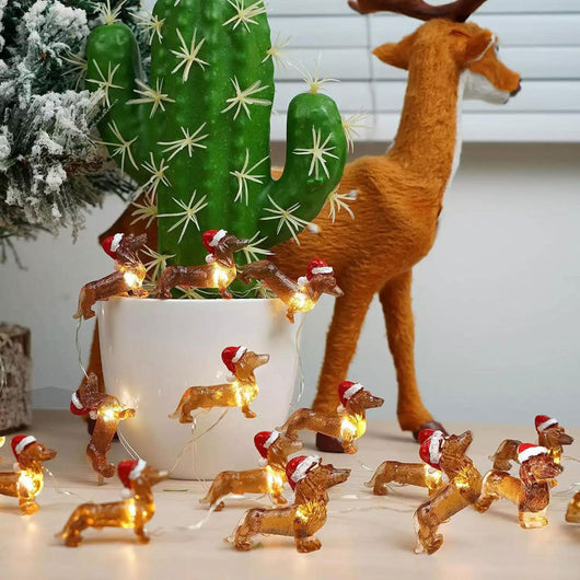Lámpara Navideña Perro Salchicha con Luces LED y Alambre de Cobre - Image 4