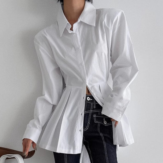 Blusa de Algodón con Cordones - Camisa Versátil de Manga Larga - Image 3