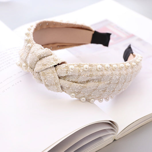 Diadema de Perlas Étnica con Tela Escocesa Clásica - Image 17