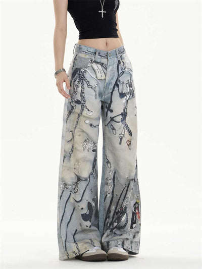 Pantalones Vaqueros Rectos de Pierna Ancha con Múltiples Bolsillos - Image 3