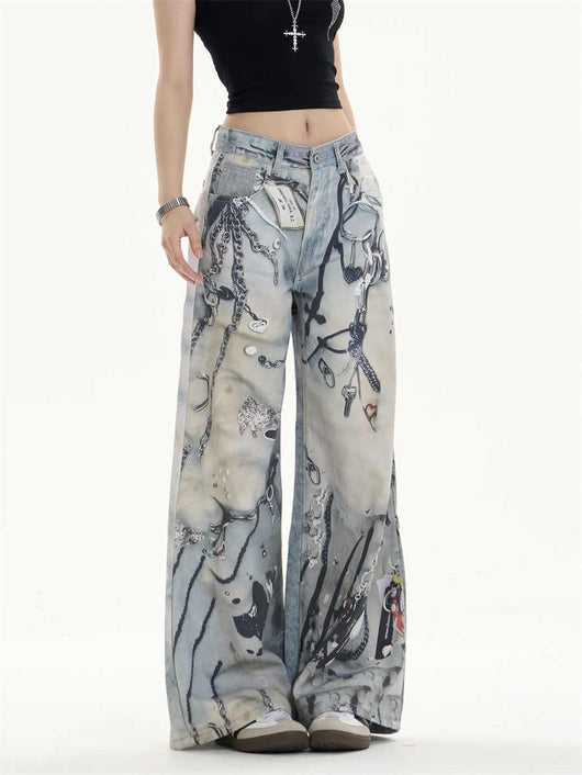 Pantalones Vaqueros Rectos de Pierna Ancha con Múltiples Bolsillos - Image 3