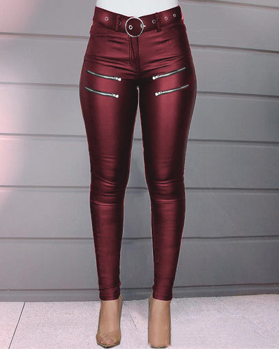 Pantalón Ajustado Casual Versátil con Detalles de Cierre - Image 2