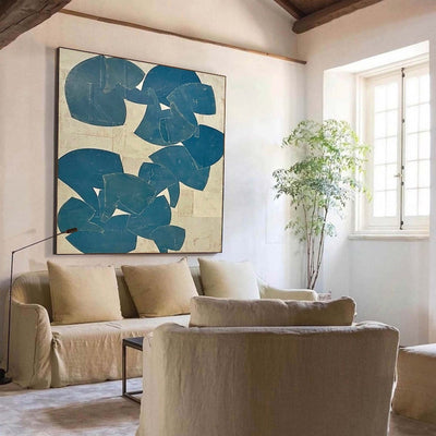 Cuadro Abstracto Azul Moderno Pintado a Mano - Óleo sobre Lienzo para Sala - Image 12