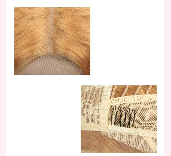 Peluca Rizada de Encaje con Fibra Química - Estilo Corn Perm