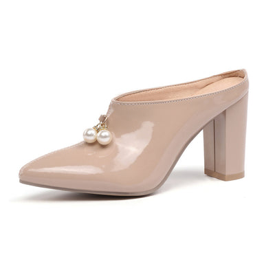 Sandalias Slip-on con Punta Perla y Tacón Cuadrado para Mujer - Image 9