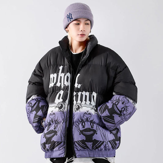 Parka Acolchada Oversized Hip Hop Degradado Harajuku para Hombre