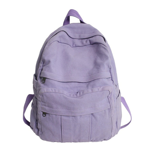 Mochila Escolar de Lona Teñida en Colores Sólidos - Image 14