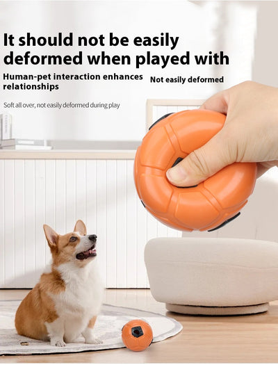 White and black dog toy with a soccer ball base and a textured rod for nibbling and teeth grinding. - Image 11