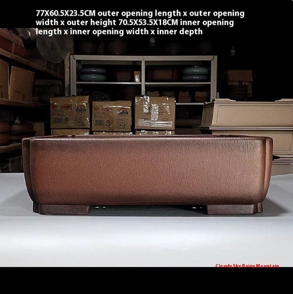 Maceta Rectangular Artesanal Estilo Antiguo para Bonsái - Diseño Exclusivo Hecho a Mano