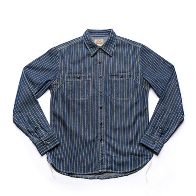 Camisa Vintage de Manga Larga a Rayas con Detalles de Trabajo para Hombre - Image 3