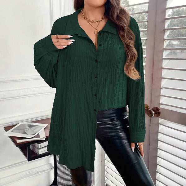 Blusa Casual con Cuello Polo para Tallas Grandes