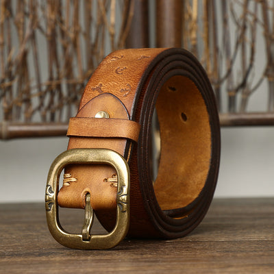 Cinturón de Cuero Estilo Coreano con Patrón Exclusivo para Hombre - Image 15