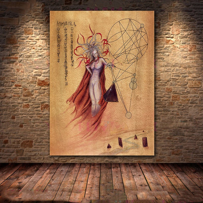 Cuadro Lienzo de Arte Geométrico Sagrado con Demonio Oscuro - Image 8