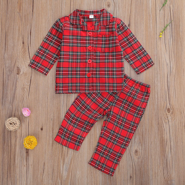 Traje Infantil Estilo Occidental a Cuadros Rojo