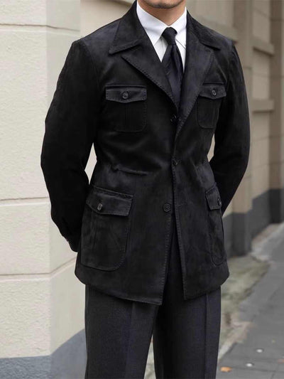 Abrigo Trench Casual Italiano de Bolsillos Múltiples para Hombre - Image 11
