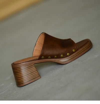 Pantuflas Retro con Tacón Grueso y Punta Cuadrada para Mujer - Comodidad de Verano - Image 10