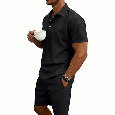 Conjunto de Shorts y Camiseta de Lino para Hombre - Ajuste Relajado - Image 30