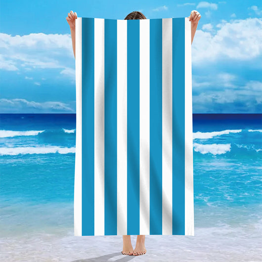 Toalla de Playa Microfibra Terciopelo Personalizada con Patrón de Rayas - Image 3