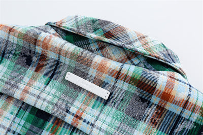 Camisa de Cuadros Desgastada de Manga Larga para Hombre - Image 28