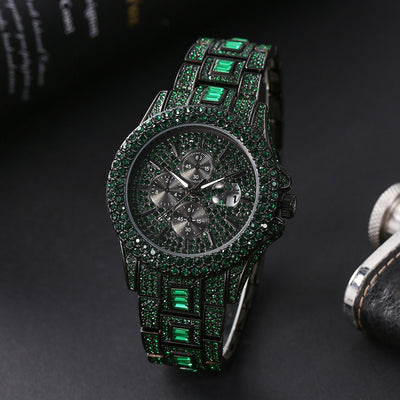 Reloj Hombre Hip Hop Cristales Brillantes Luminoso Cuarzo Multicolor - Image 15