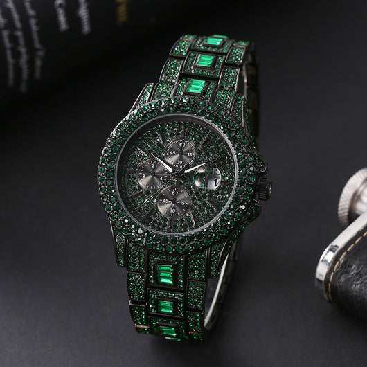 Reloj Hombre Hip Hop Cristales Brillantes Luminoso Cuarzo Multicolor - Image 15