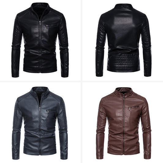 Chaqueta de Cuero para Motociclista - Diseño Slim Juvenil Hombre