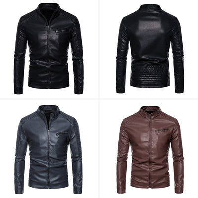 Chaqueta de Cuero para Motociclista - Diseño Slim Juvenil Hombre