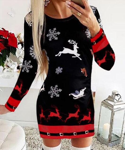 Vestido Largo Slim Navideño con Estampado Digital de Posicionamiento - Image 16