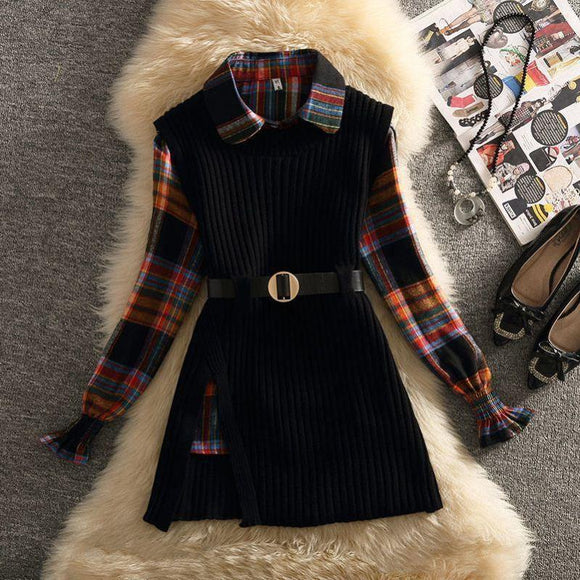 Conjunto Dos Piezas: Suéter con Cuello Polo para Mujer