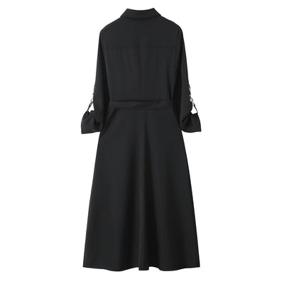 Vestido Midi Camisero con Bolsillos y Solapa - Corte A - Image 16