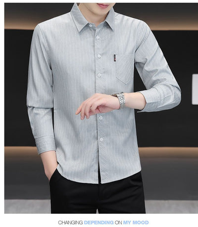 Camisa Slim Fit a Rayas Versátil para Joven - Image 14
