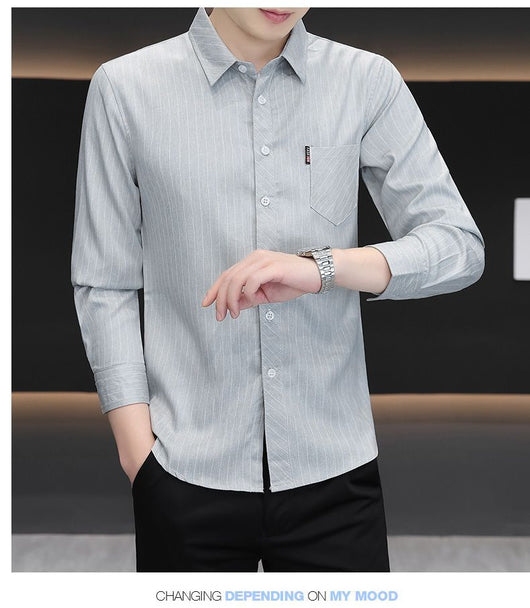 Camisa Slim Fit a Rayas Versátil para Joven - Image 14