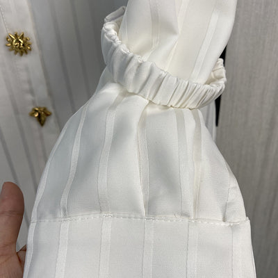 Blusa Blanca con Rayas y Logo Dorado en Acetato Imitación - Image 25