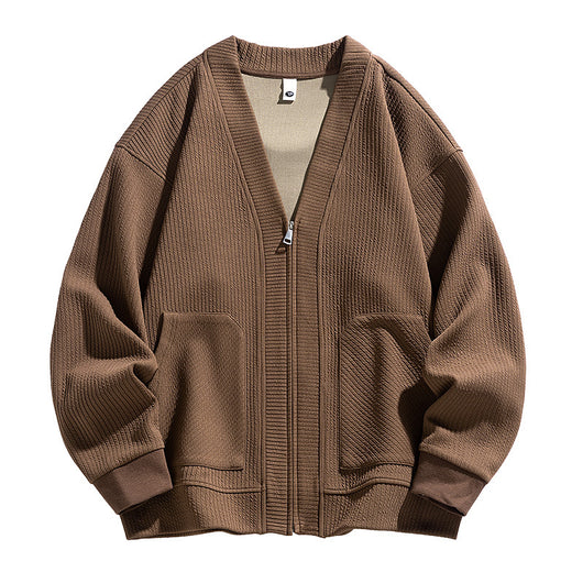 Cardigan Tipo Chaqueta Talla Grande para Hombre - Cierre de Cremallera - Image 9
