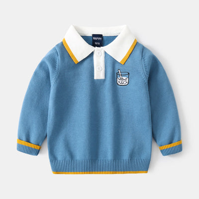 Suéter Infantil con Solapa y Bordado Elegante - Image 9