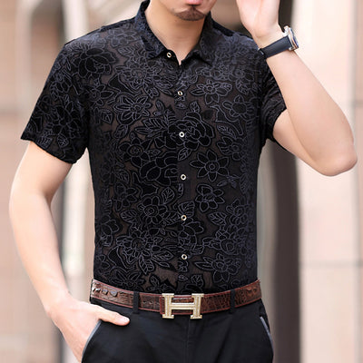 Camisa Elegante Semitransparente de Manga Corta para Hombre - Image 4