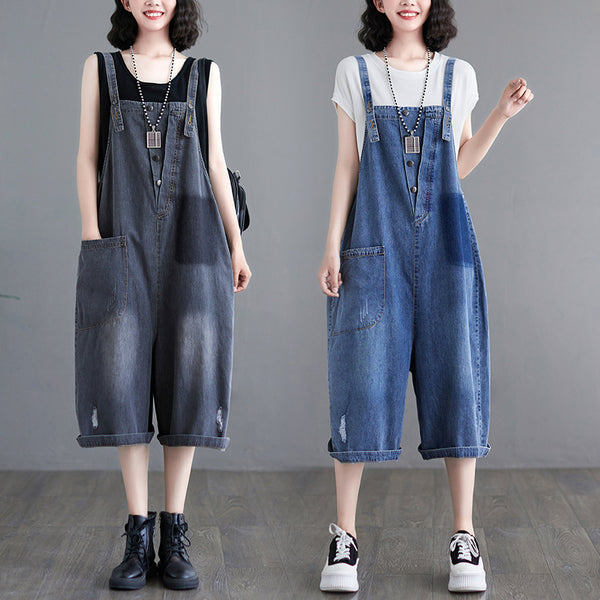 Overol Denim Talla Grande para Mujer - Diseño Holgado y Casual