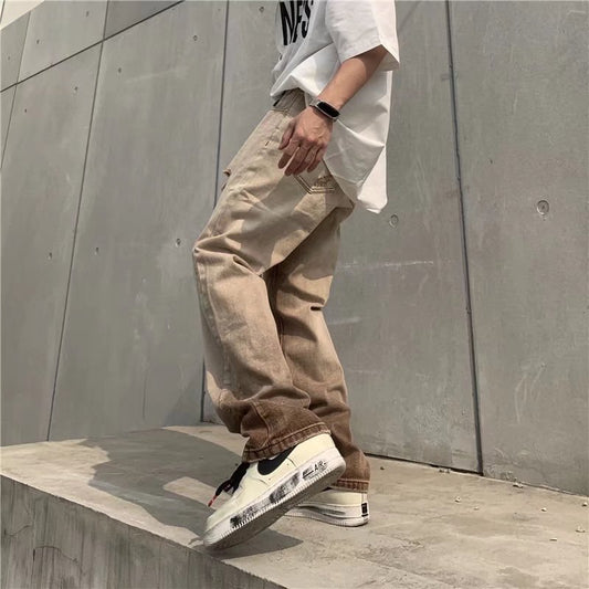 Jeans Vintage Desgastados con Efecto Degradado en Café para Hombre - Image 2