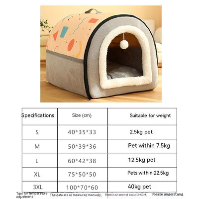 Casa Cama para Mascotas Desmontable con Patrón Geométrico Bicolor - Image 6