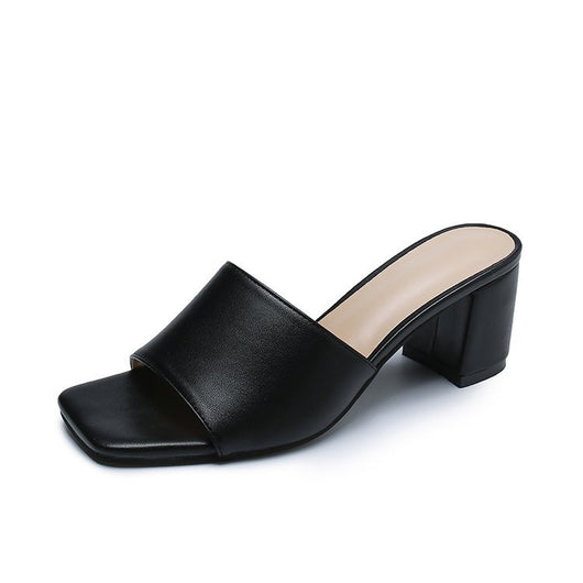 Sandalias y Pantuflas Talla Grande con Tacón Grueso y Punta Cuadrada - Image 9