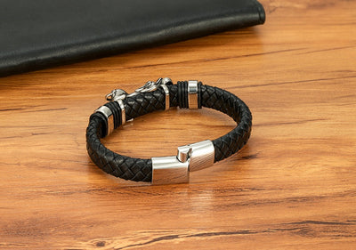 Pulsera Magnética para Hombre con Dragón Pi Xiu - Acero Inoxidable y Cuero con Patrón Leopardo - Image 19
