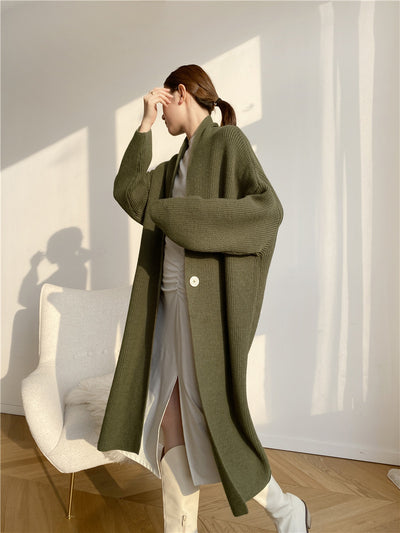 Cardigan Tipo Temperamento Largo Mujer Otoño Invierno - Image 20