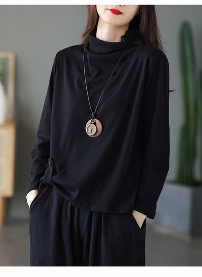Blusa Retro de Cuello Alto con Botones y Mangas Largas para Mujer - Image 11