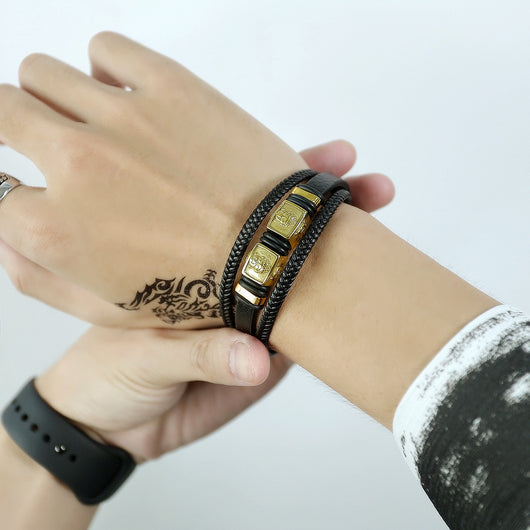 Pulsera de Cuero Vintage para Hombre - Joyería de Importación