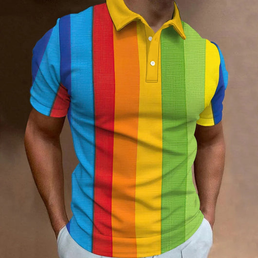 Playera Casual de Verano para Hombre con Estampado 3D Arcoíris - Image 24